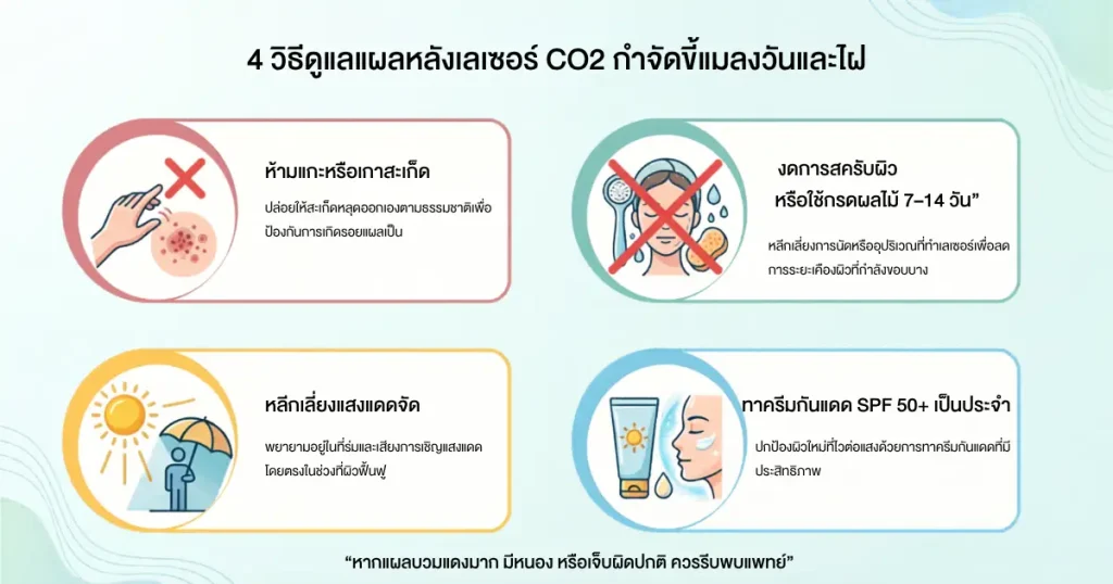 วิธีดูแลแผลหลังเลเซอร์ CO2 กำจัดขี้แมลงวัน ไฝ และติ่งเนื้อ