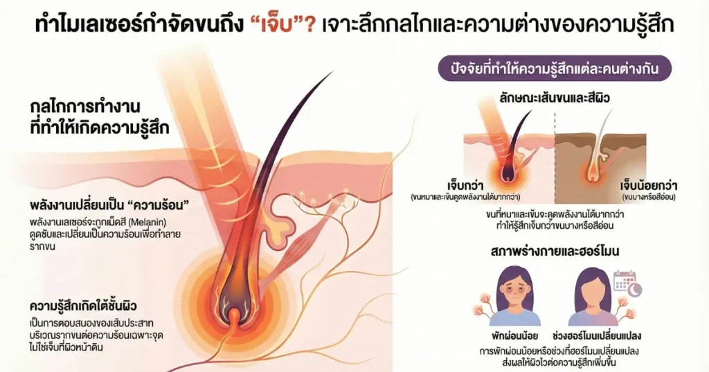 เลเซอร์กำจัดขนเจ็บเพราะอะไร อธิบายกลไกพลังงานและรากขน