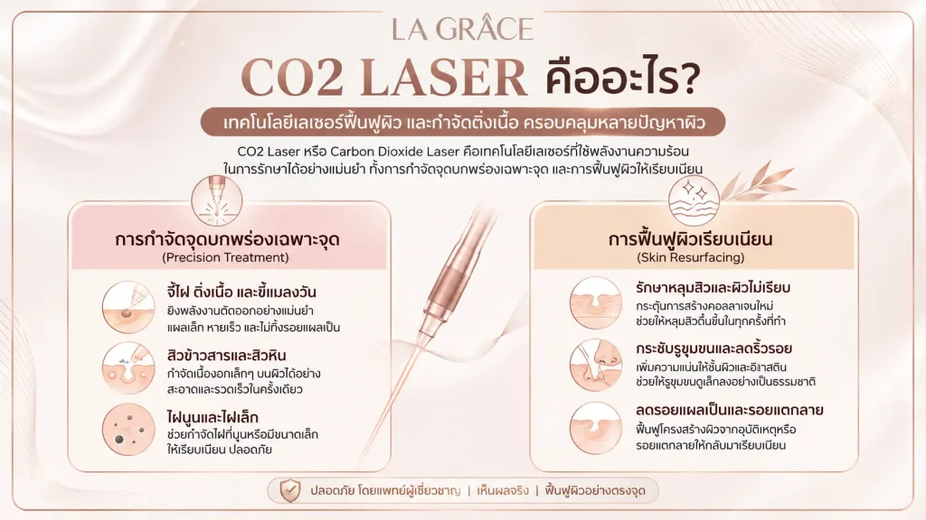 CO2 Laser เทคโนโลยีฟื้นฟูผิว หลุมสิว รูขุมขน และกำจัดติ่งเนื้อ