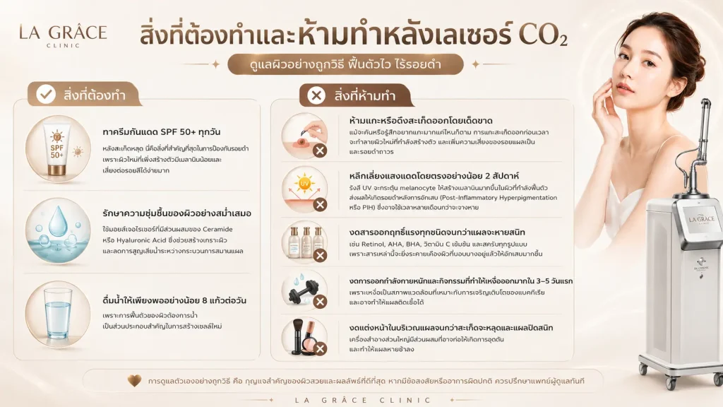 สิ่งที่ควรทำ และสิ่งที่ห้ามทำหลังเลเซอร์ CO2