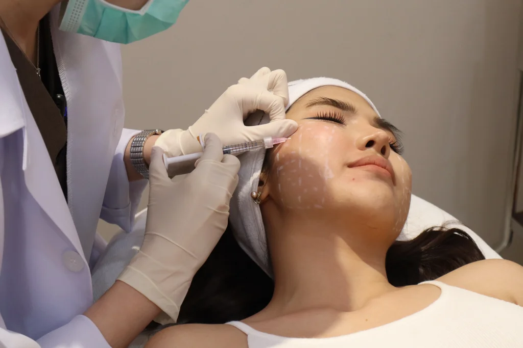 Dermal filler injection performed by a doctor at La Grace Clinic Bangkok